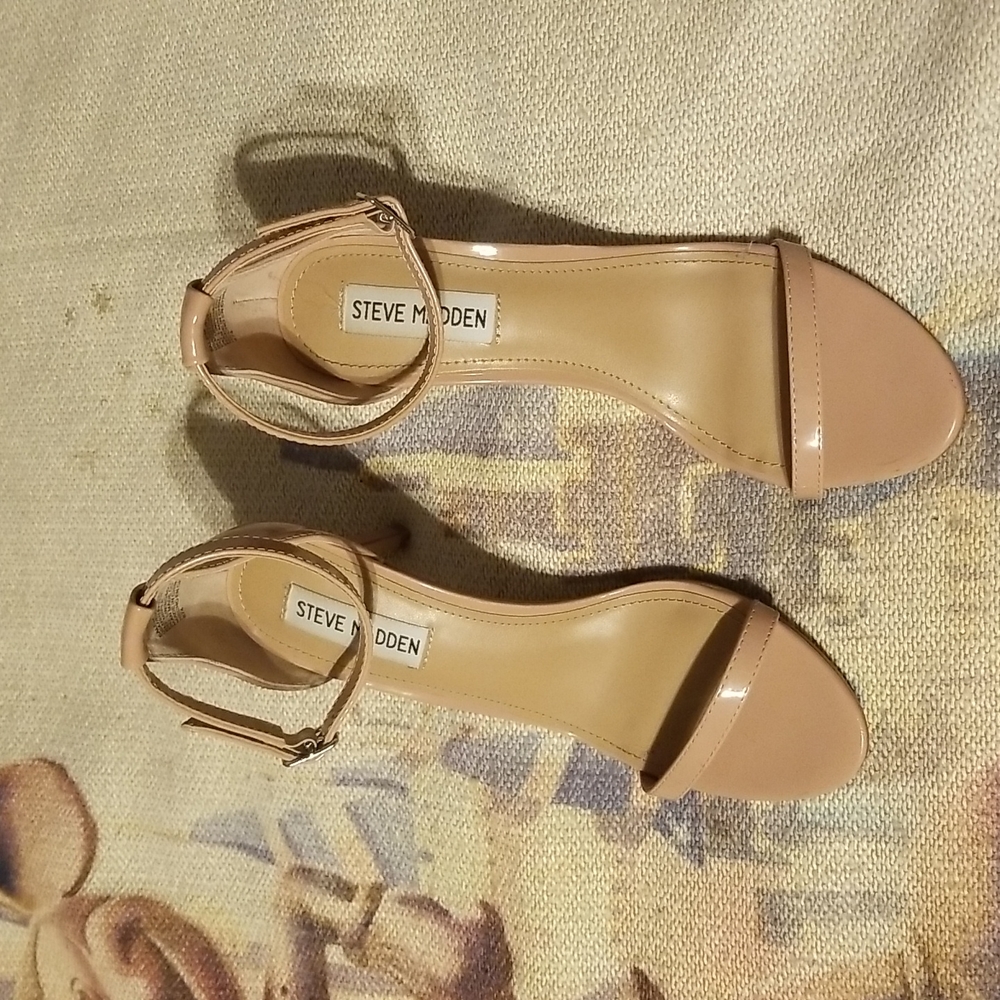 Steve Madden Patent Nude Ankle-Strap Stiletto Heels